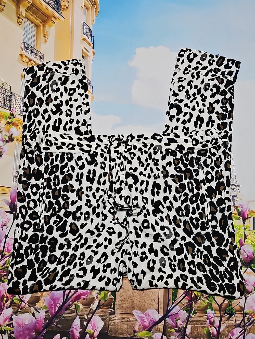 A.L.C Animal Print Silk High Waist Pants Size Large‎